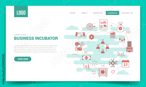 business incubator concept with circle icon for website template or landing page banner homepage
