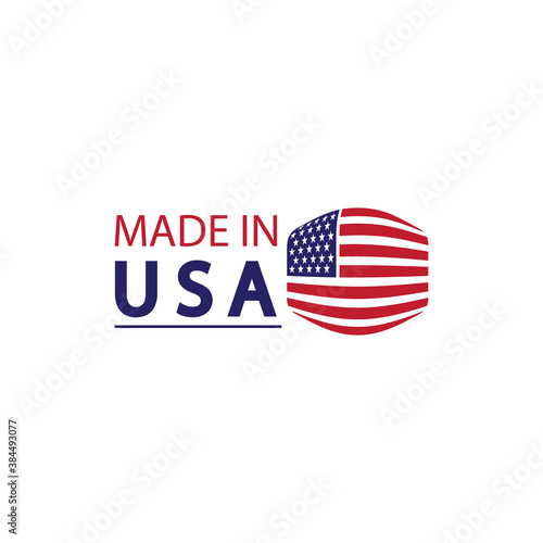 Made in usa logo design. Flag made america american states flags product badge quality patriotic labels emblem star ribbon sticker,Vector illustration