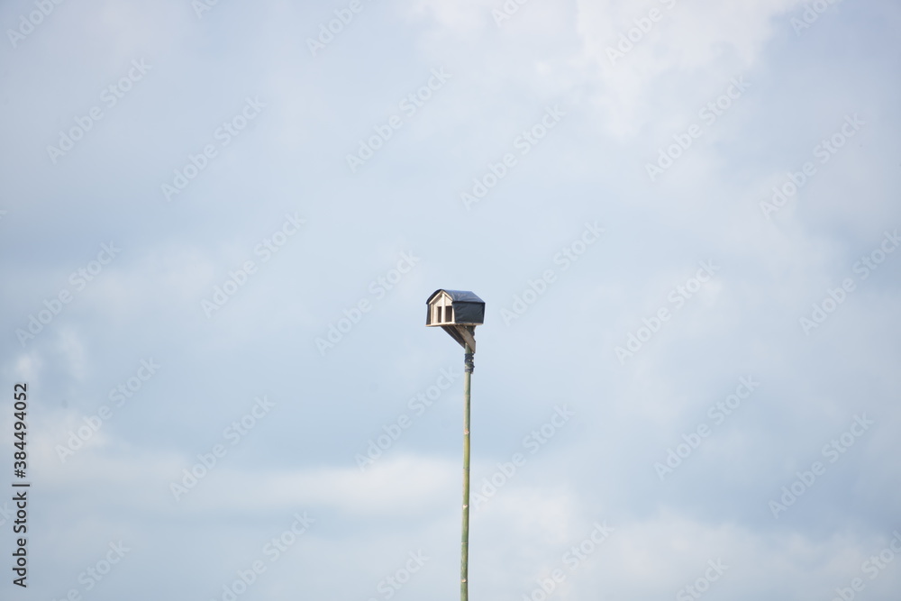 a photo of a bird's house at an altitude