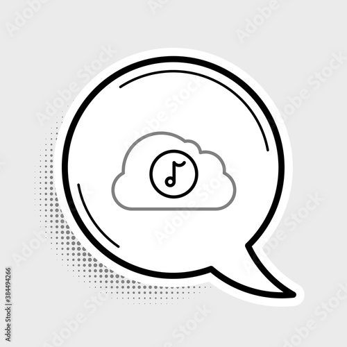 Line Music streaming service icon isolated on grey background. Sound cloud computing, online media streaming, online song, audio wave. Colorful outline concept. Vector.