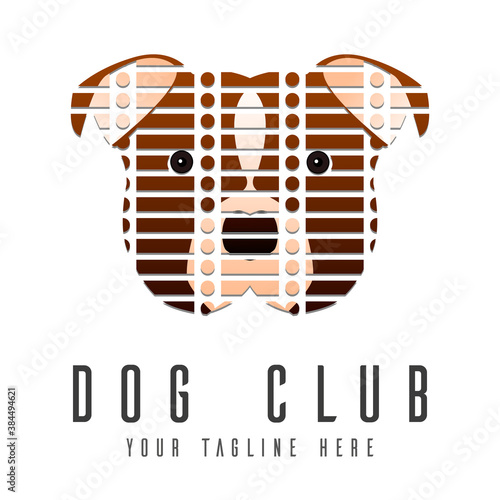 Dog Logo Template.Dog Silhouette Isolated On White Background. Vector object for Labels, Badges, Logos and other Design.