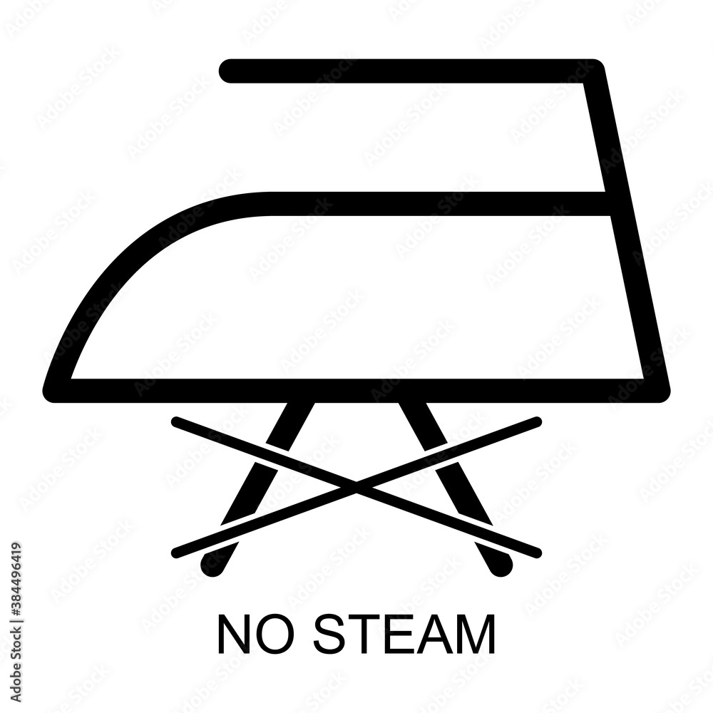 Don´t iron with steam flat icon isolated on white background. No steam symbol. Machine vector illustration Don´t iron with steam flat icon isolated on white background. No steam symbol. Machine vector illustration