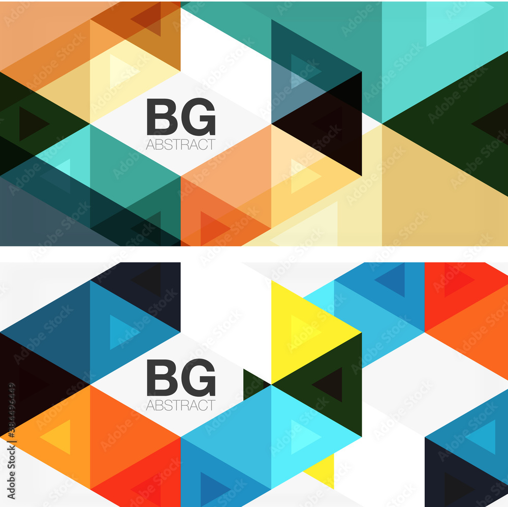 Set of mosaic triangle pattern abstract backgrounds. Modern templates for covers, banners, flyers and posters and other templates Set of mosaic triangle pattern abstract backgrounds. Modern templates for covers, banners, flyers and posters and other templates