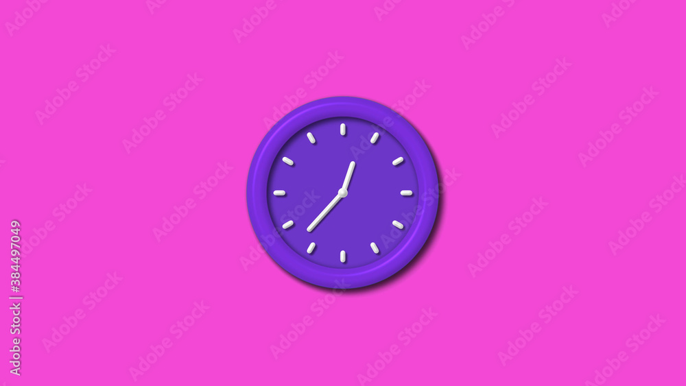 12 hours 3d wall clock isolated on pink background, Counting down 3d wall clock 12 hours 3d wall clock isolated on pink background, Counting down 3d wall clock