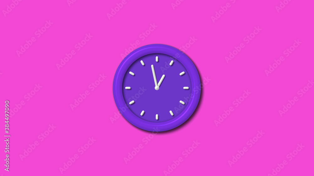 12 hours 3d wall clock isolated on pink background, Counting down 3d wall clock 12 hours 3d wall clock isolated on pink background, Counting down 3d wall clock
