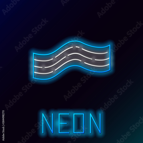 Glowing neon line Bacon stripe icon isolated on black background. Colorful outline concept. Vector.