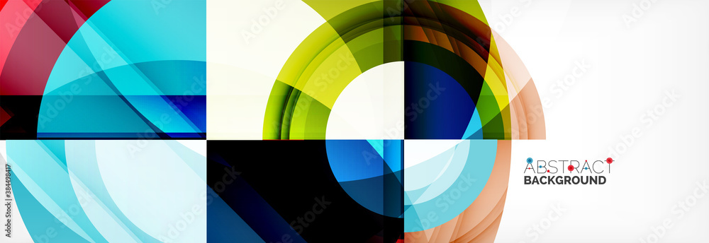 Round shapes, triangles and circles. Modern abstract background