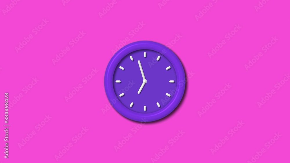 Amazing purple color 3d wall clock isolated on pink background,Counting down 3d wall clock Amazing purple color 3d wall clock isolated on pink background,Counting down 3d wall clock