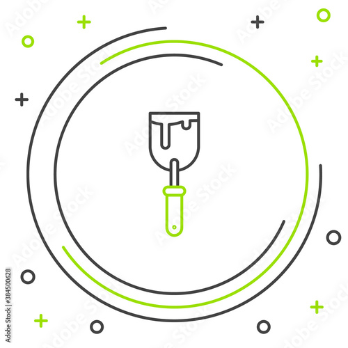Line Putty knife icon isolated on white background. Spatula repair tool. Spackling or paint instruments. Colorful outline concept. Vector.