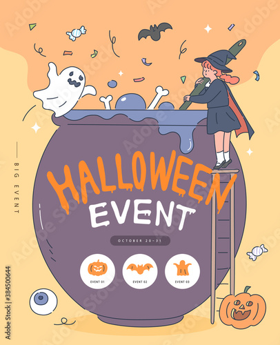 Happy Halloween Poster. Vector illustration.

