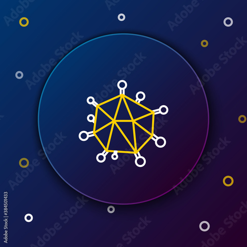 Line Virus icon isolated on blue background. Corona virus 2019-nCoV. Bacteria and germs, cell cancer, microbe, fungi. Colorful outline concept. Vector.
