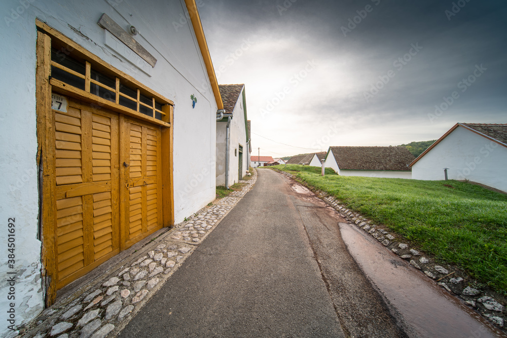 Wine cellars in a row in Southern Hungary in Palkonya Wine cellars in a row in Southern Hungary in Palkonya