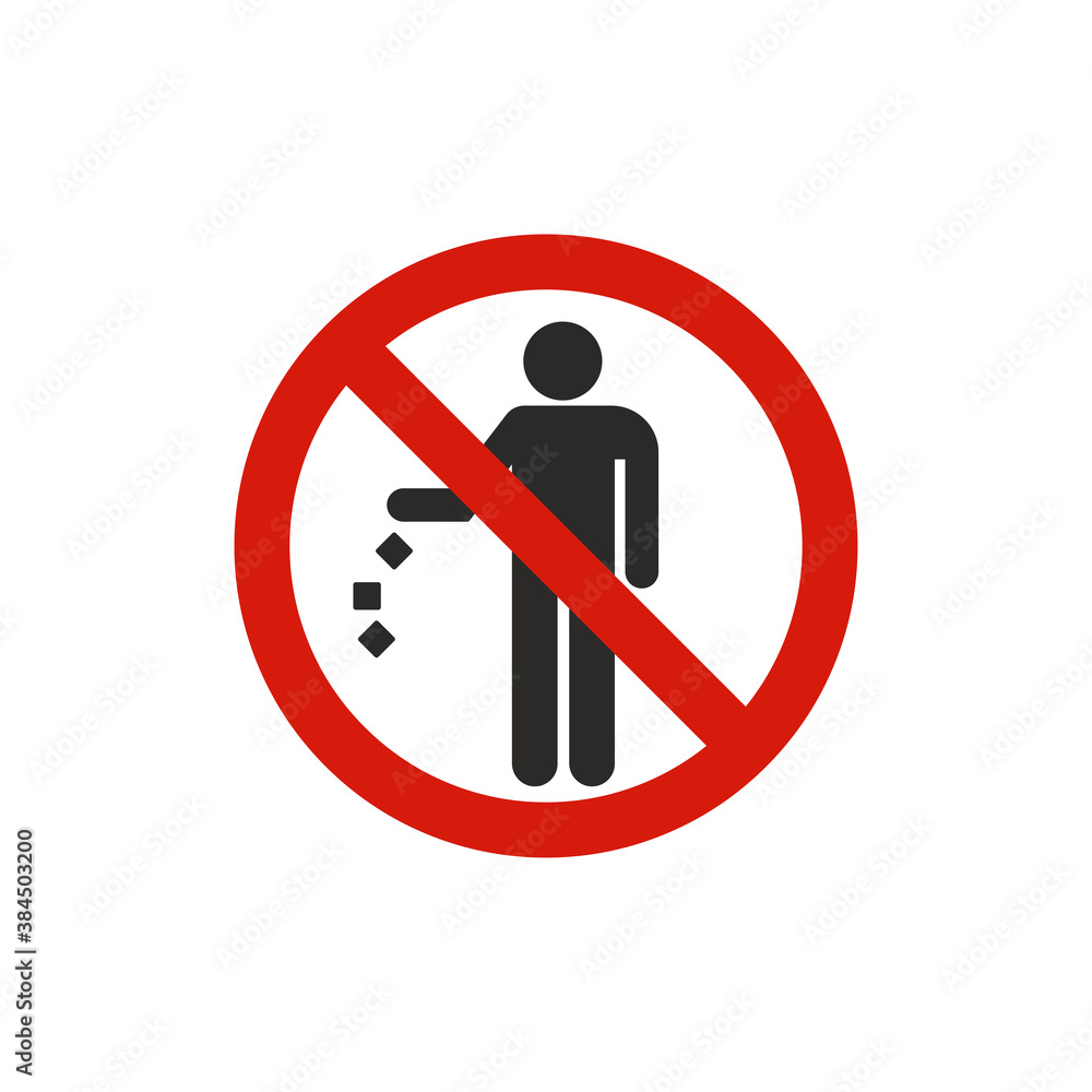 No litter. Prohibition symbol modern, simple, vector, icon for website design, mobile app, ui. Vector Illustration No litter. Prohibition symbol modern, simple, vector, icon for website design, mobile app, ui. Vector Illustration