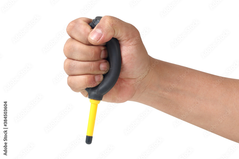 hand holding silicone blower on white background. hand holding silicone blower on white background.