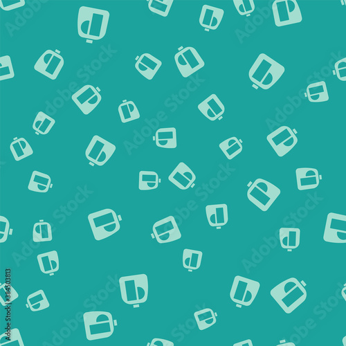 Green Plastic bottles for laundry detergent, bleach, dishwashing liquid or another cleaning agent icon isolated seamless pattern on green background. Vector Illustration.