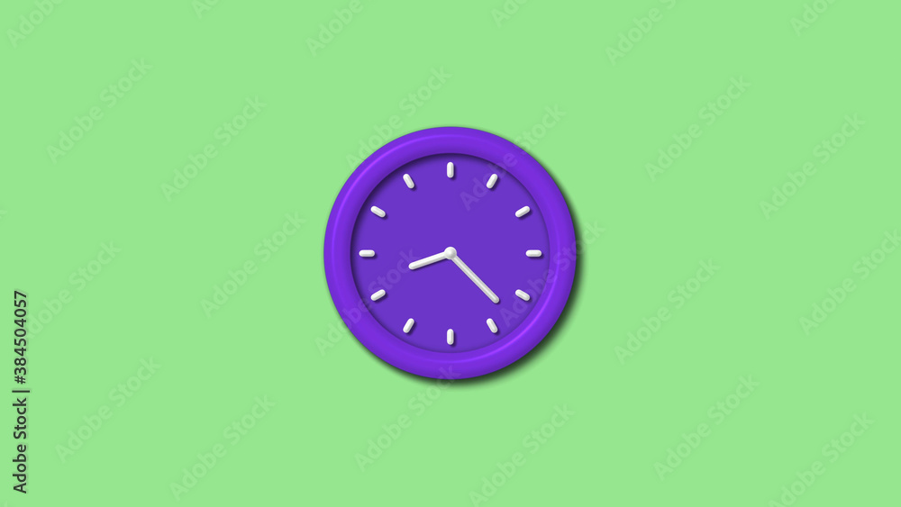 Purple color 3d wall clock isolated on green light background,counting down wall clock Purple color 3d wall clock isolated on green light background,counting down wall clock
