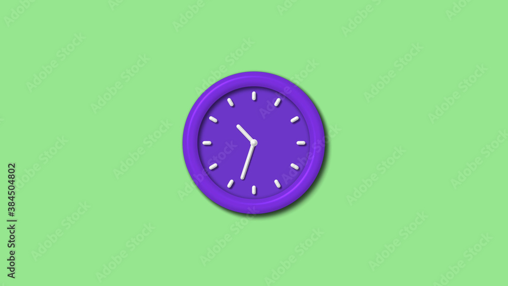 New purple color 3d wall clock isolated on green light background,Counting down wall clock isolated New purple color 3d wall clock isolated on green light background,Counting down wall clock isolated
