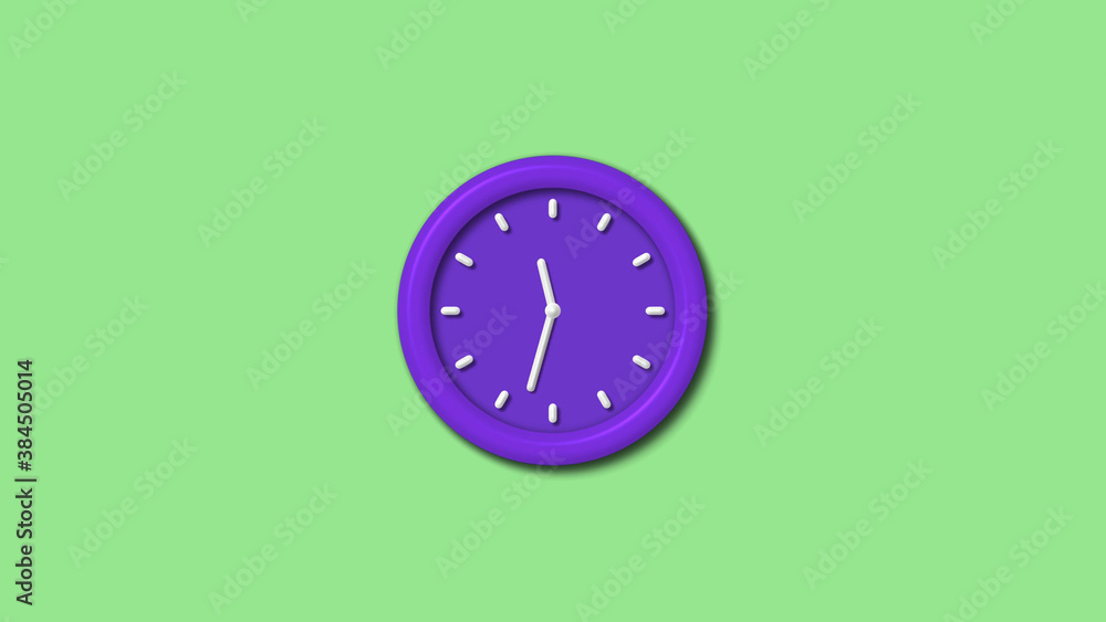 New purple color 3d wall clock isolated on green light background,Counting down wall clock isolated New purple color 3d wall clock isolated on green light background,Counting down wall clock isolated