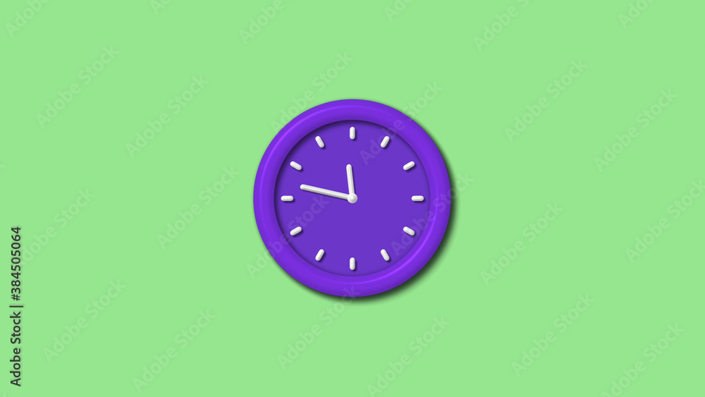New purple color 3d wall clock isolated on green light background,Counting down wall clock isolated New purple color 3d wall clock isolated on green light background,Counting down wall clock isolated