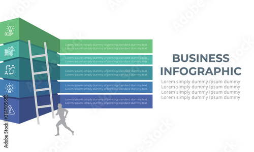  ladder infographic vector graphic design template.