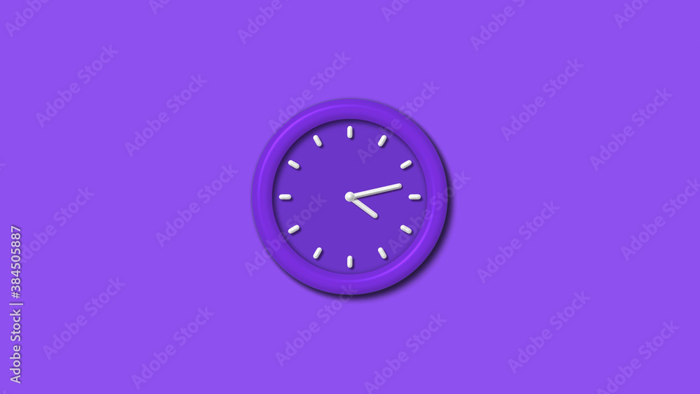 12 hours 3d wall clock isolated on purple background, counting down wall clock 12 hours 3d wall clock isolated on purple background, counting down wall clock