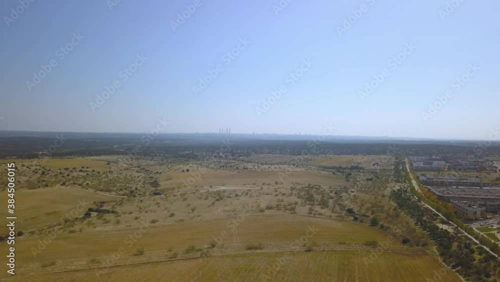 different shots of the skyline of a large European city from the fields of its periphery.Madrid different shots of the skyline of a large European city from the fields of its periphery.Madrid