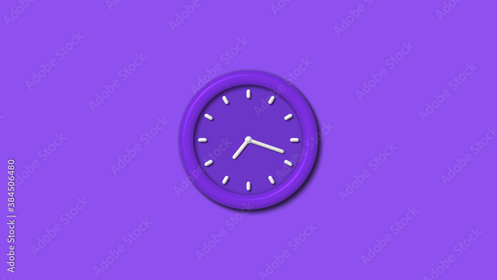 Purple color 12 hours 3d wall clock isolated on purple background,3d wall clock, Clock isolated Purple color 12 hours 3d wall clock isolated on purple background,3d wall clock, Clock isolated