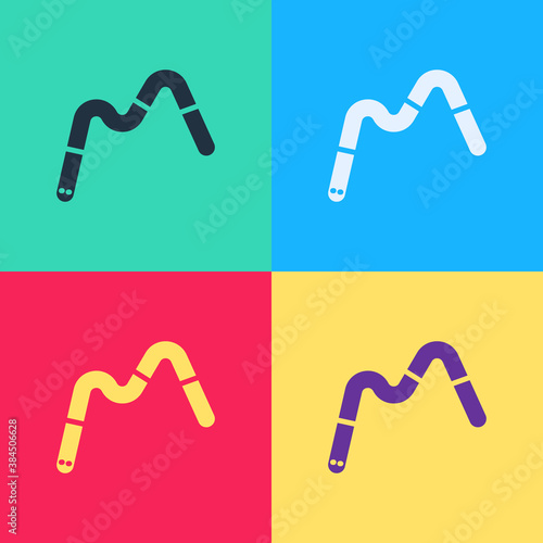 Pop art Jelly worms candy icon isolated on color background. Vector.