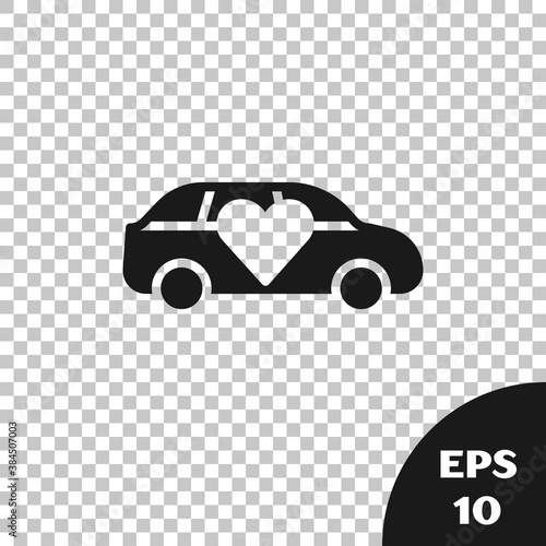 Black Luxury limousine car icon isolated on transparent background. For world premiere celebrities and guests poster. Vector.