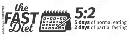 Logo and header concept of the fast diet 5:2. eating and fasting windows. Vector illustration