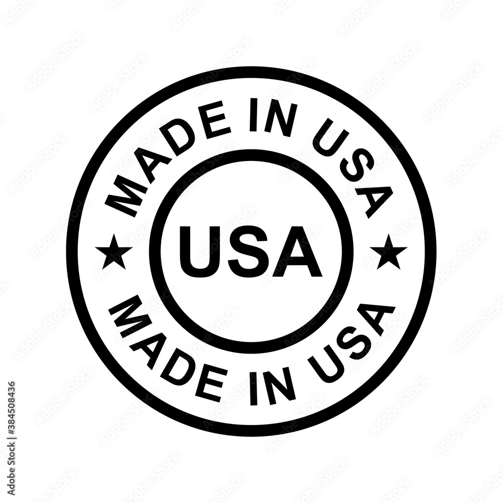 Made in the USA icon. Vector stamp. Illustration in black. Isolated.