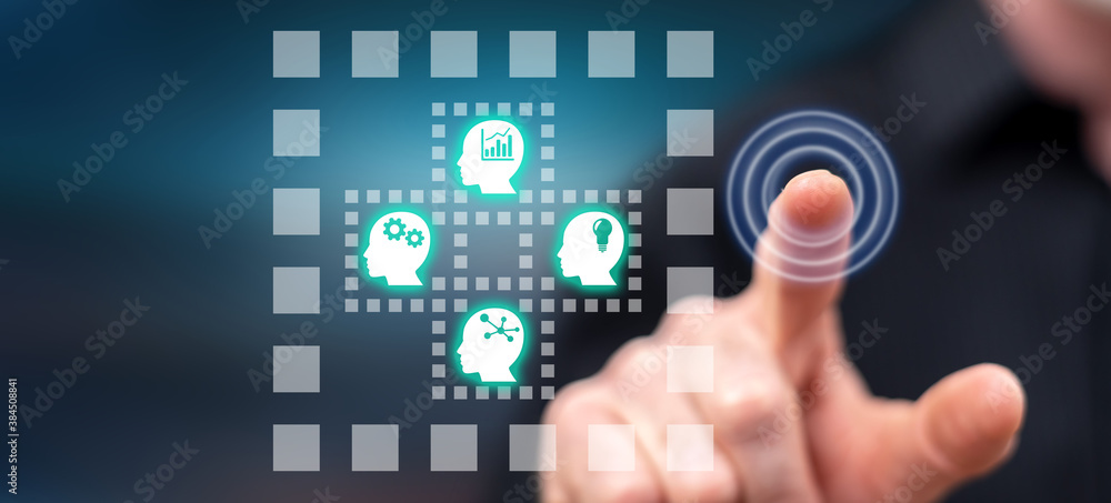 Man touching a business optimization concept Man touching a business optimization concept