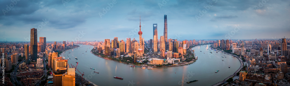 panoramic view of city skyline of Shanghai China