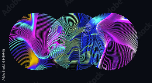 Glitched and distorted spheres, organic morphing 3d blob set. Concept of data visualization, graph of mathematical function, generative computer art.