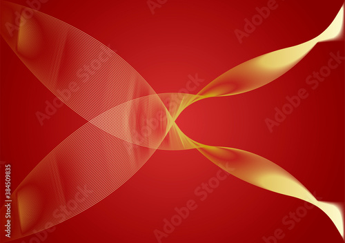 Fondo de líneas doradas oscilando en fondo rojo.