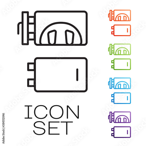 Black line Crematorium icon isolated on white background. Set icons colorful. Vector.
