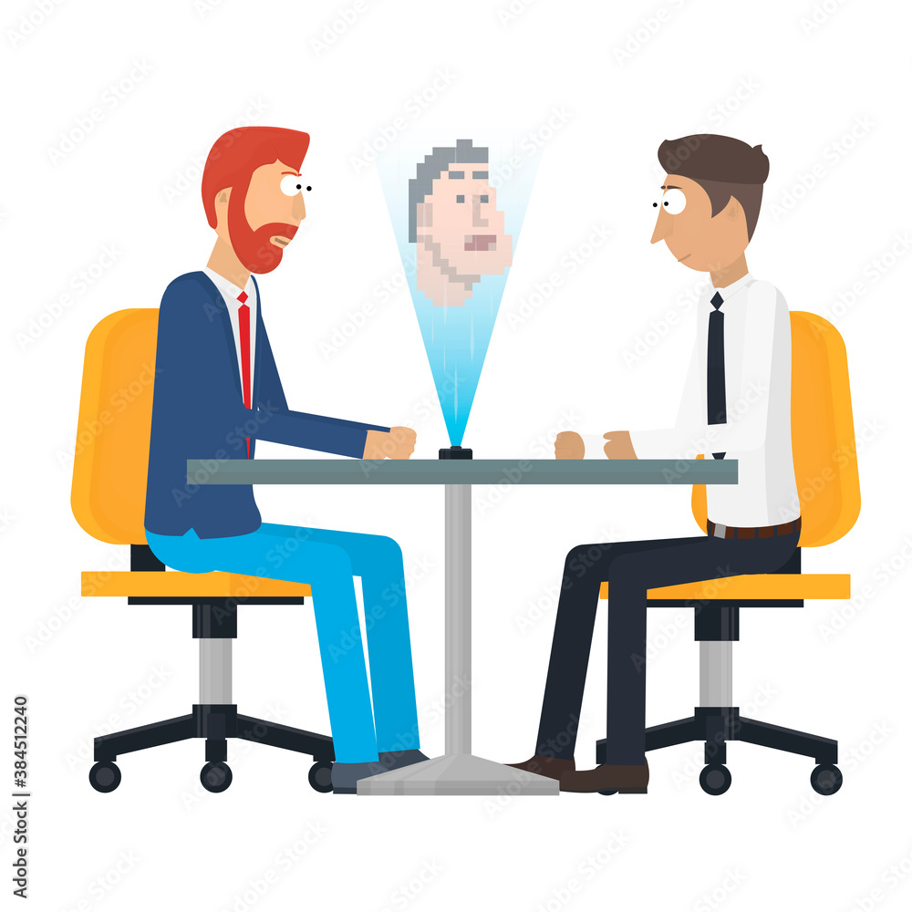 Briefing. Business negotiations on remote communication, vector illustration