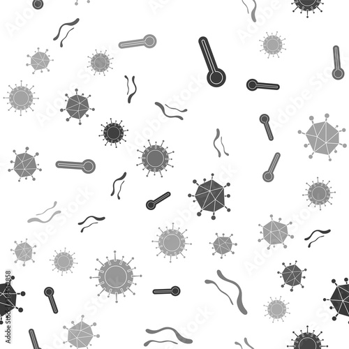 Set Medical thermometer, Ebola virus disease, Virus and Virus on seamless pattern. Vector.