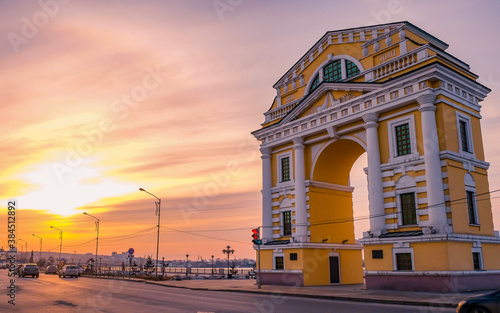 The evening at Moscow Gate, Irkutsk, Russia. 