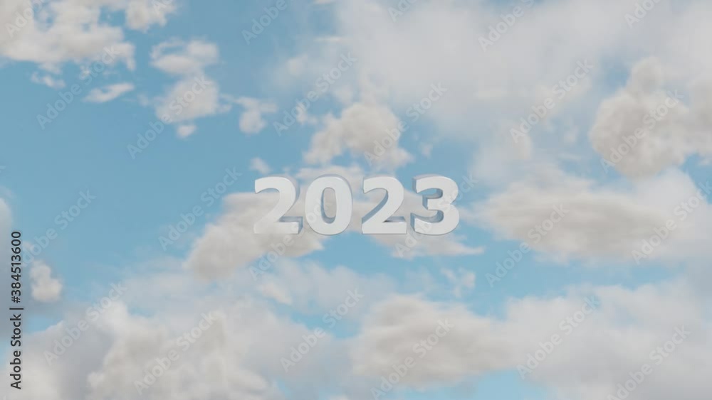 Year 2023 through light clouds concept Year 2023 through light clouds concept