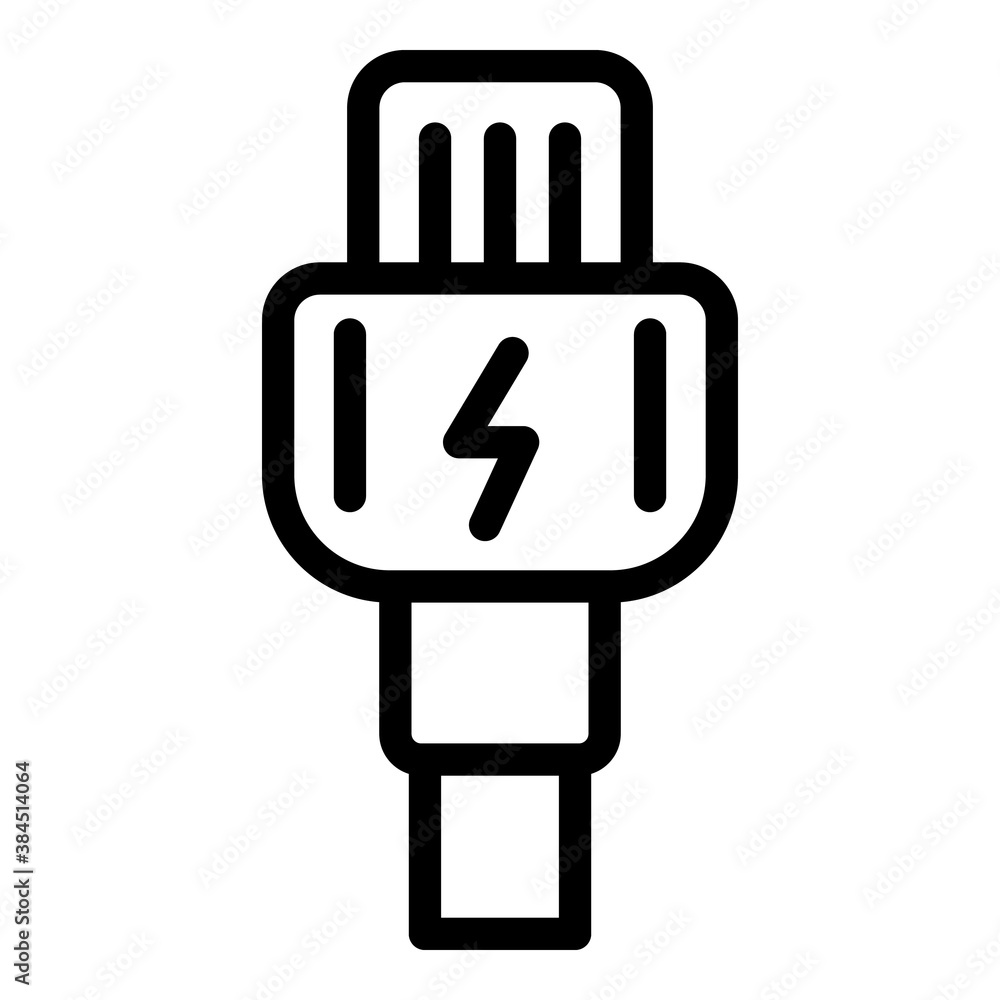Charger cable icon. Outline charger cable vector icon for web design isolated on white background Charger cable icon. Outline charger cable vector icon for web design isolated on white background
