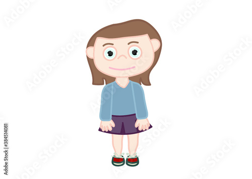 dziewczyna, dziecko, bystra, mądra, ciekawska, ilustracja, obrazek, rysunek, dzieci, dom, rodzina, przyjaciółka, szkoła, wakacje, edukacja, moda, wiosna, lato, mundurek, dzieciństwo, radość