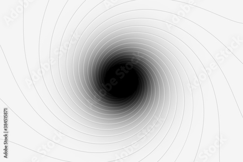 Black hole black and white lines abstract background 3D render illustration