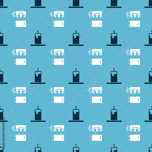 Set Burning candle and Crematorium on seamless pattern. Vector.