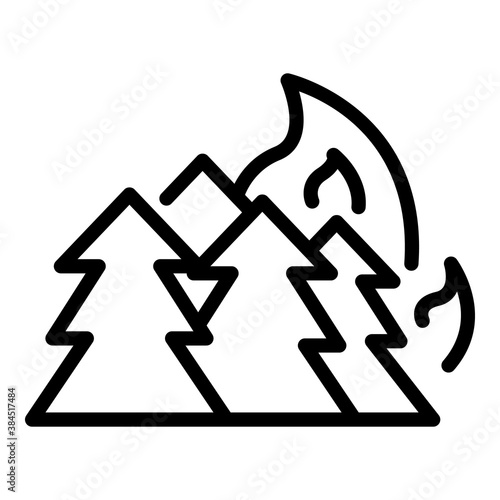 Forest in fire icon. Outline forest in fire vector icon for web design isolated on white background