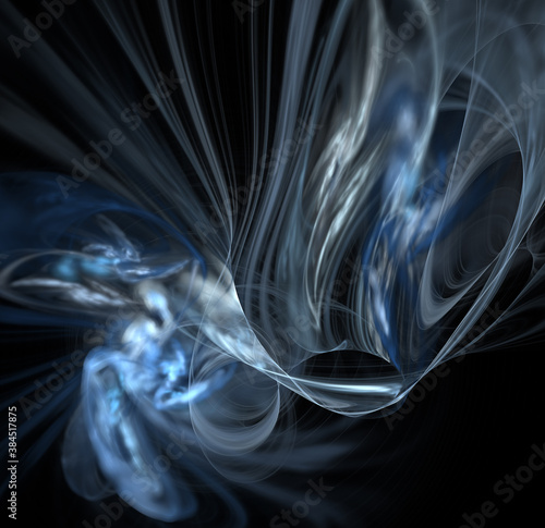 3D visualization and isolated abstract fractal on a black background. The abstract computer is generated by a fractal design. creative background