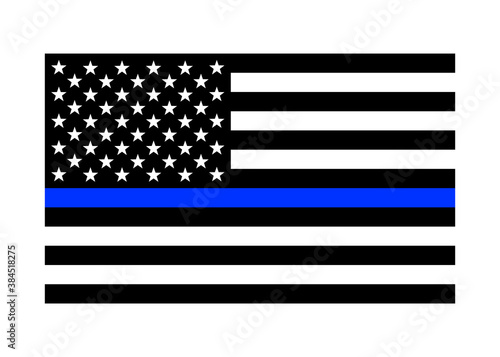 Thin blue line American flag / US flag vector icon for websites and print