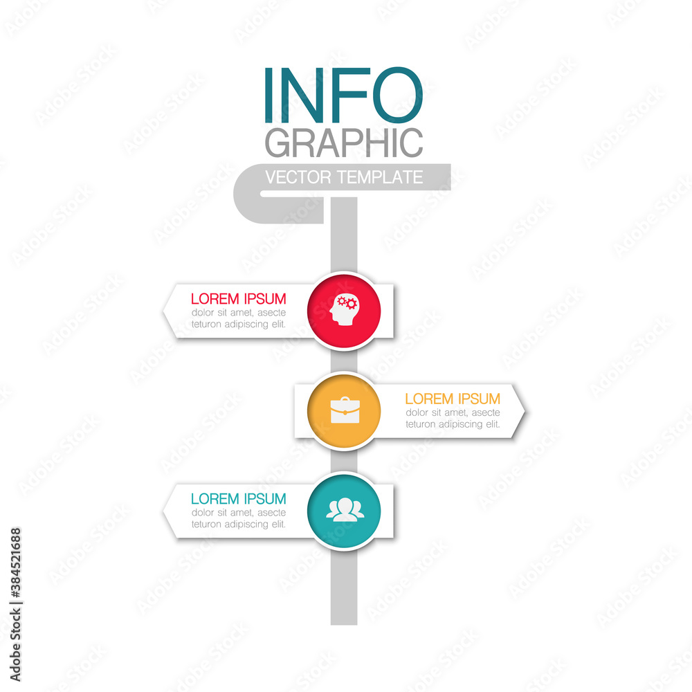 Fototapeta premium Vertical vector infographic template, 3 steps or options. Data presentation, business concept design for web, brochure, diagram.