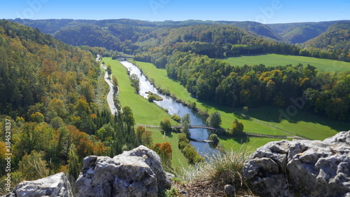 Blick vom Rabenstein auf den Donauflusslauf photo