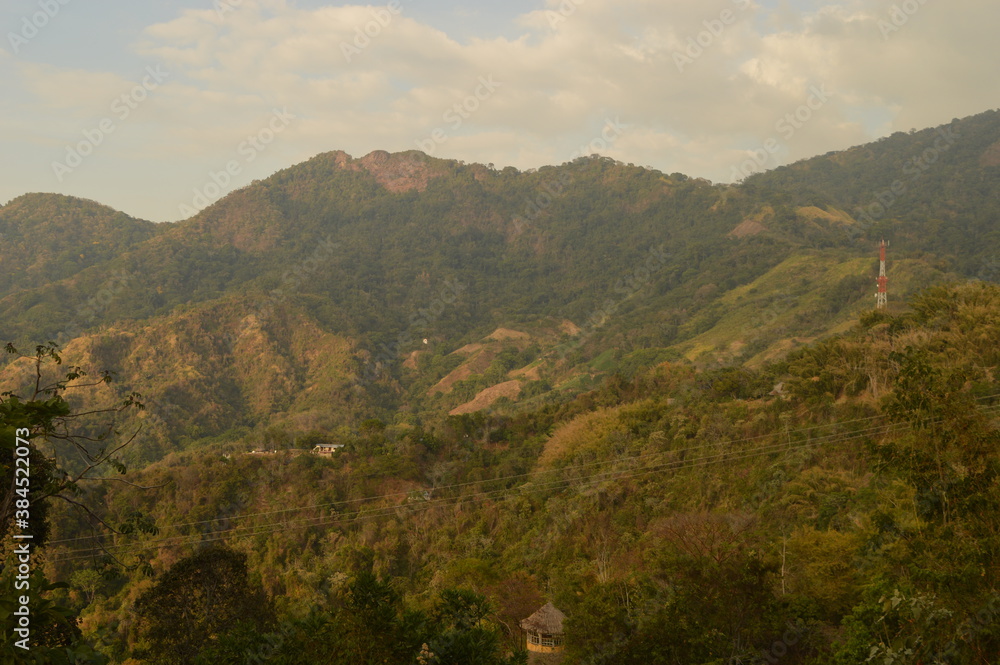 The Colombian rainforest and mountain landscapes of the Sierra Nevada de Santa Maria region